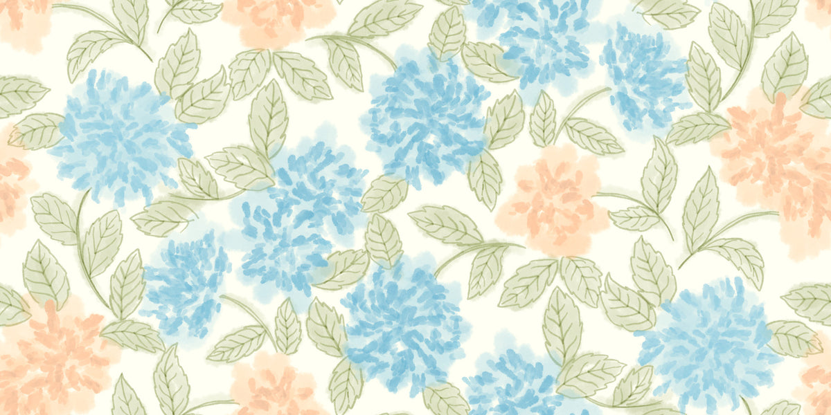 Watercolor Azure and Peach Blossoms Wallpaper⁠