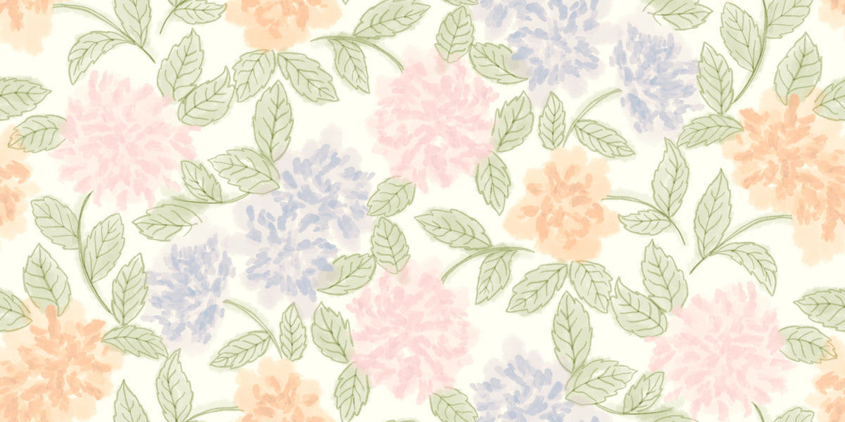 Whimsical Botanical Sketch Pattern Wallpaper⁠