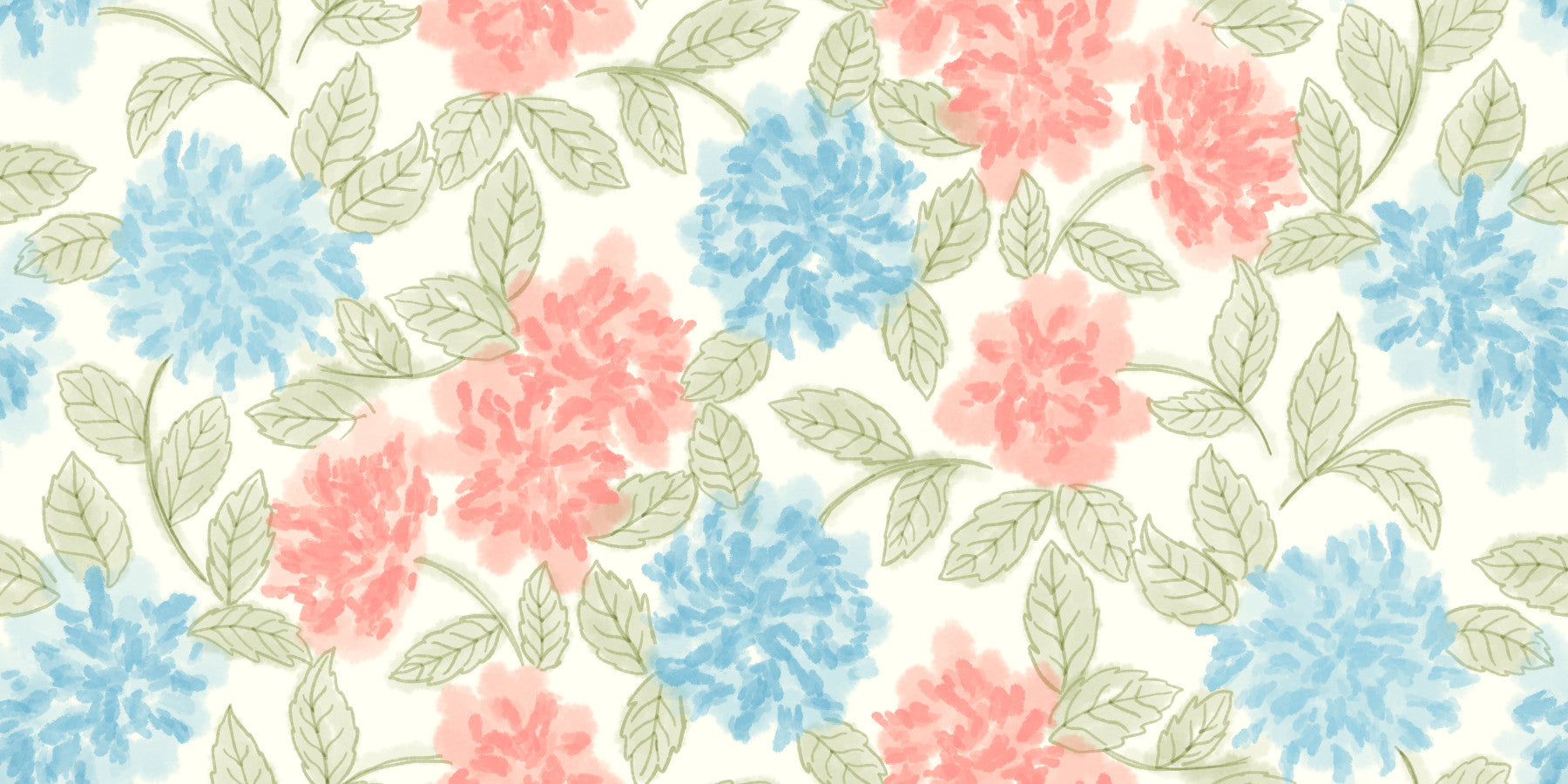 Blooming Painterly Botanical Garden Wallpaper⁠