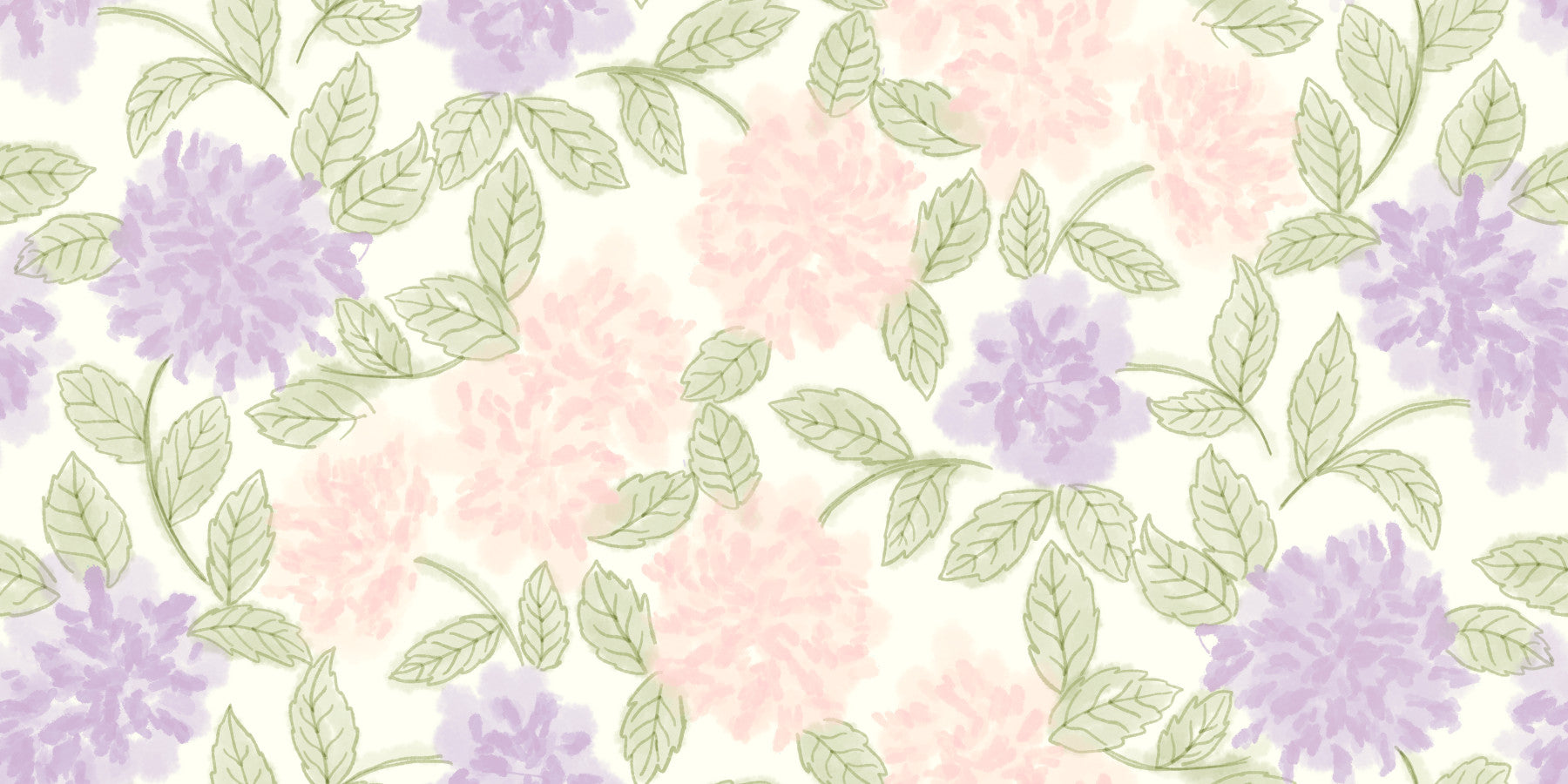 Soft Watercolor Hydrangea Garden Wallpaper⁠