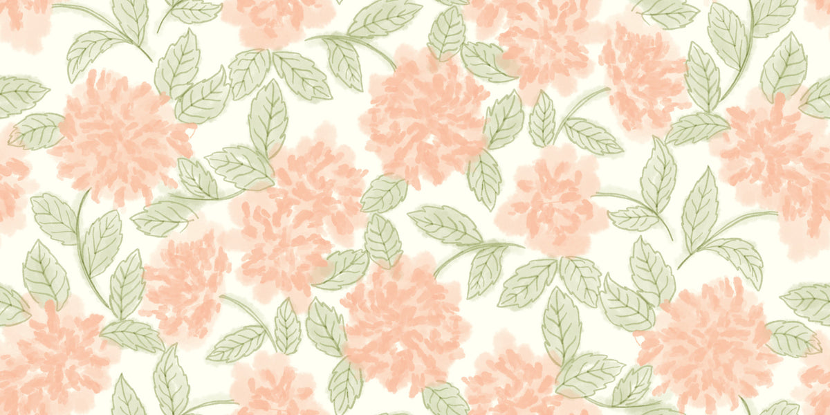 Minimalist Botanical Sage and Peach Garden Wallpaper⁠ in your room