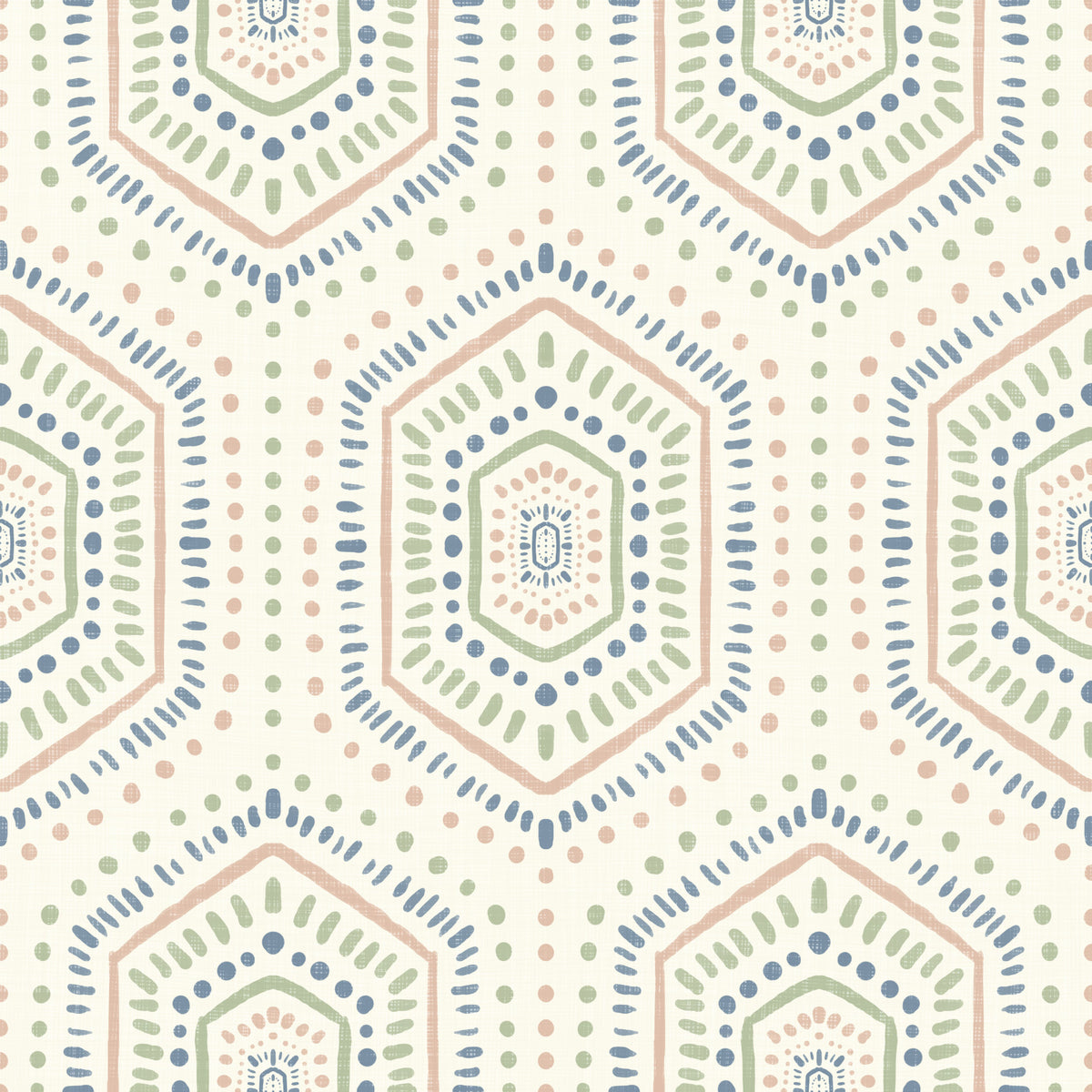Boho Painted - Abstract Mudcloth Hexagons Tribal Geometric Pattern Grandmillennial Wallpaper⁠ in your room