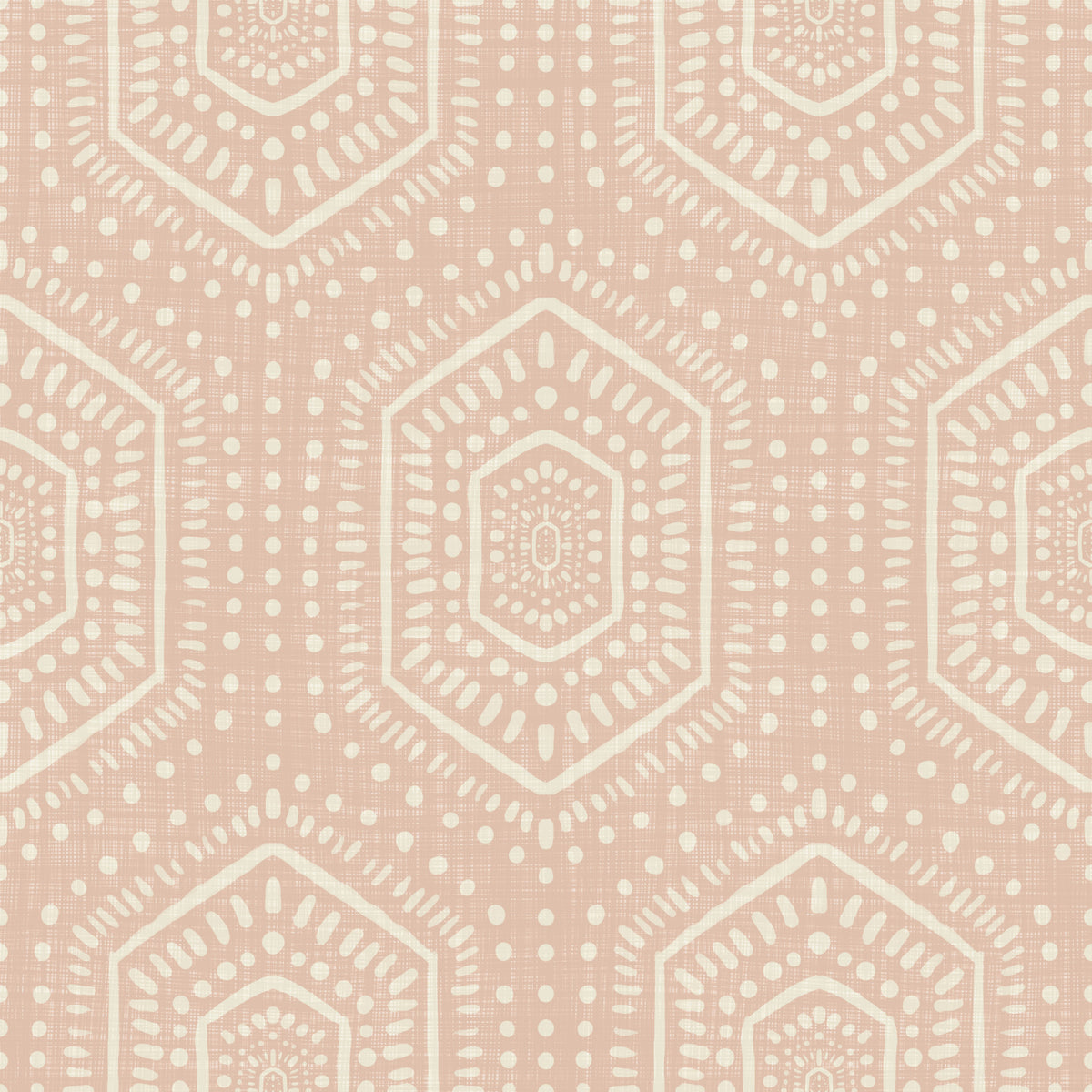 Boho Painted - Abstract Mudcloth Hexagons Tribal Geometric Pattern Cinnamon Tea Wallpaper⁠ in your room