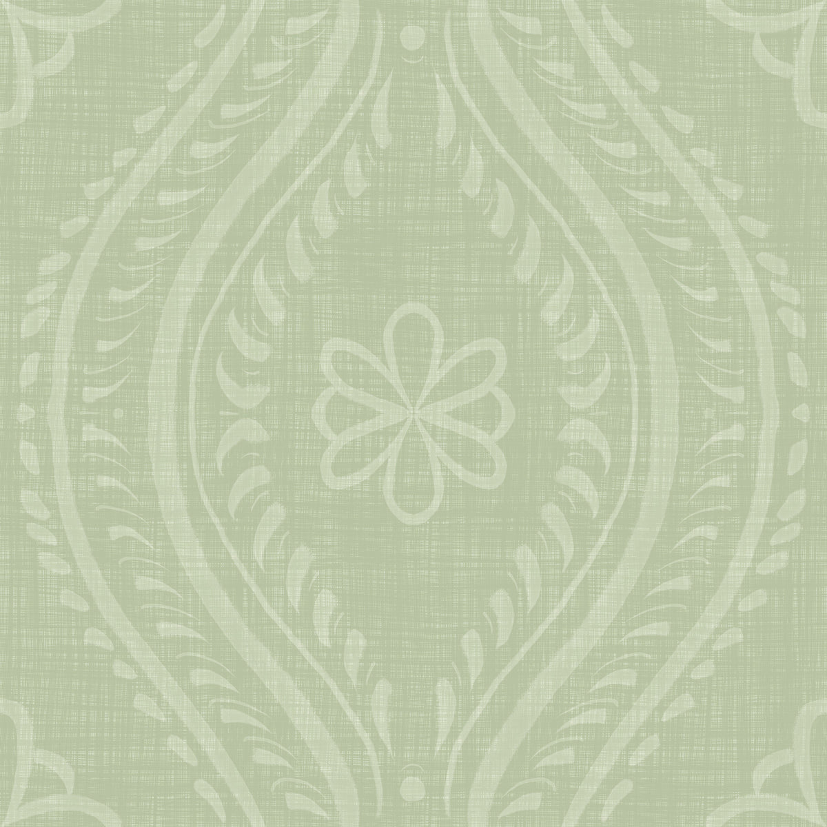 Faded Ogee Damask - Chopped Dill Wallpaper⁠ in your room