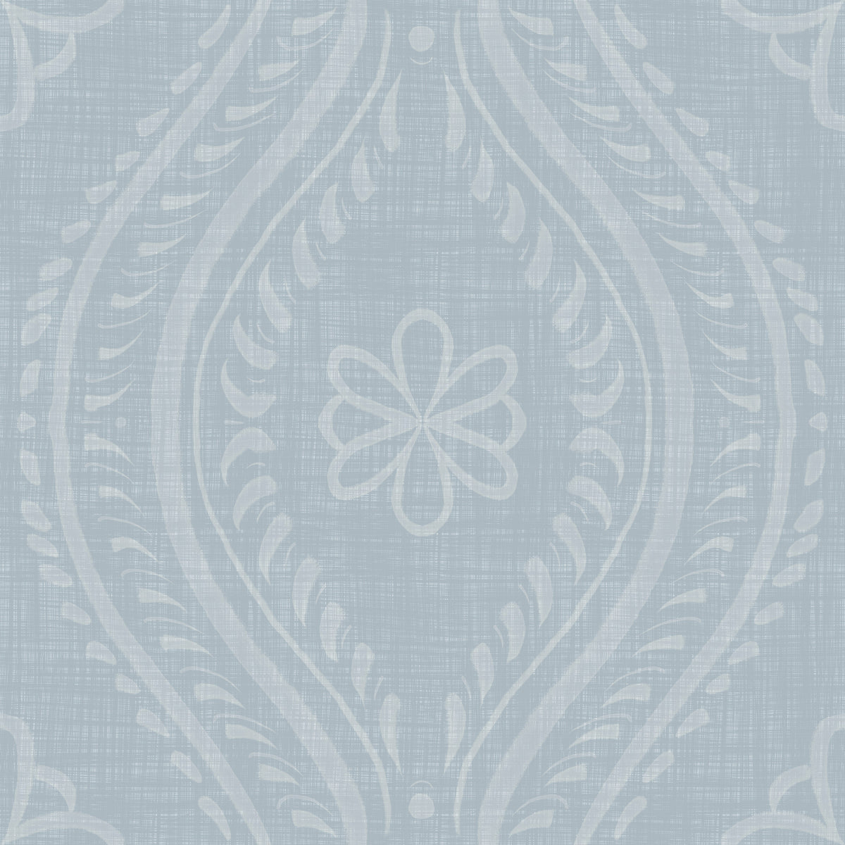 Faded Ogee Damask - French Blue Wallpaper⁠ in your room