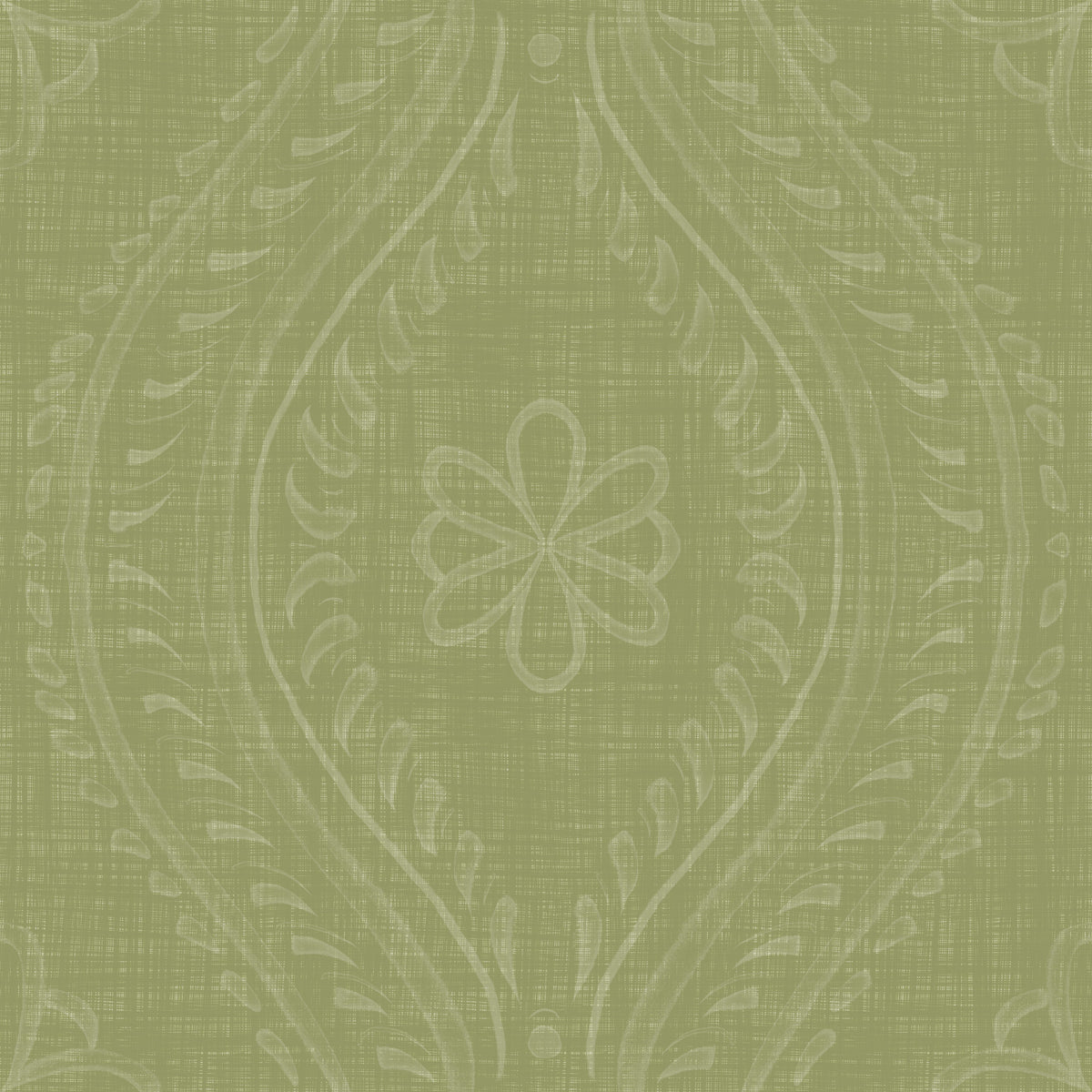 Faded Ogee Damask - Meadow Green Wallpaper⁠ in your room