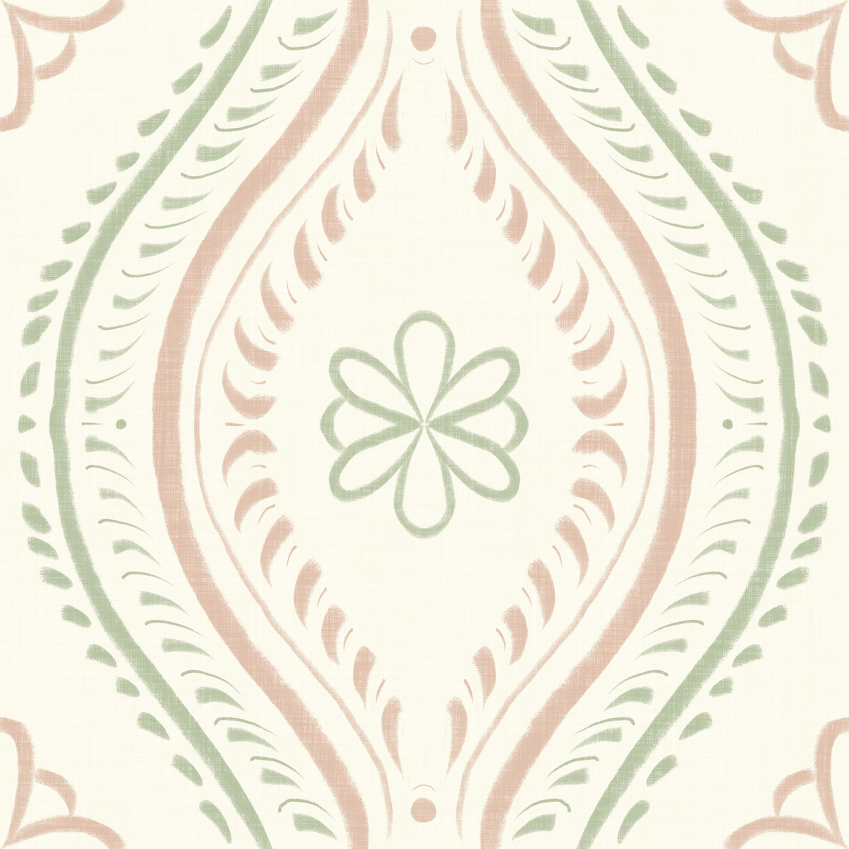 Faded Ogee Damask - Classic Grandmillennial Wallpaper⁠