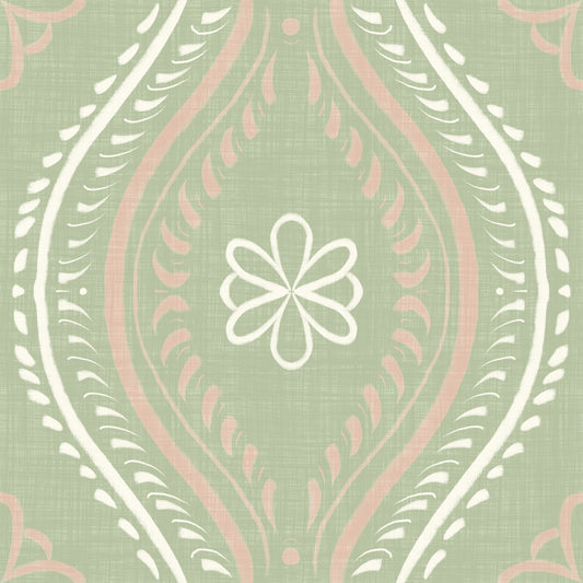 Faded Ogee Damask - Timeless Grandmillennial Wallpaper⁠