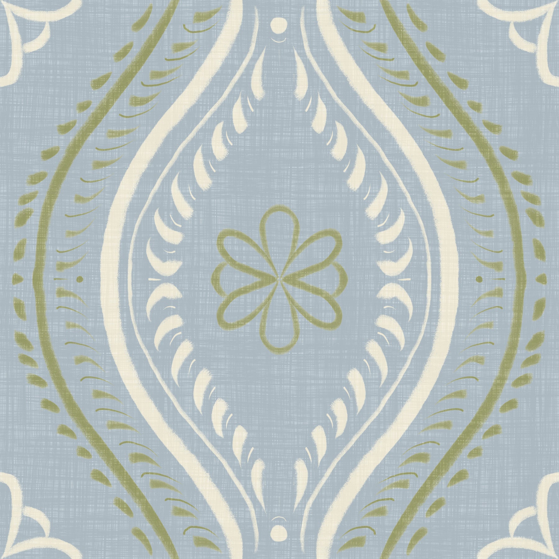 Faded Ogee Damask - Classic French Country Wallpaper⁠