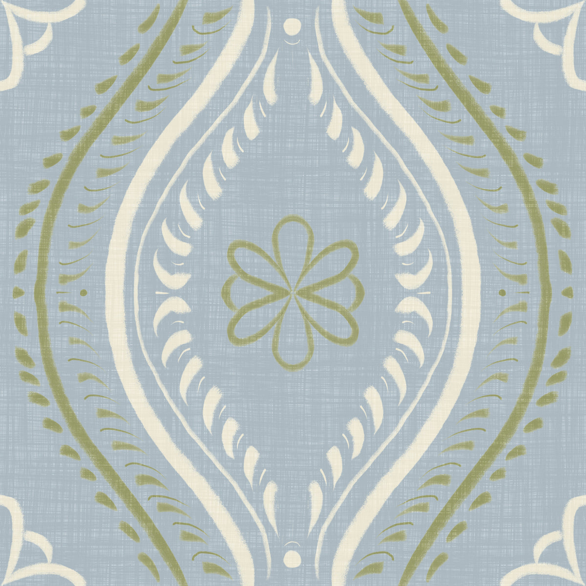 Faded Ogee Damask - Classic French Country Wallpaper⁠ in your room