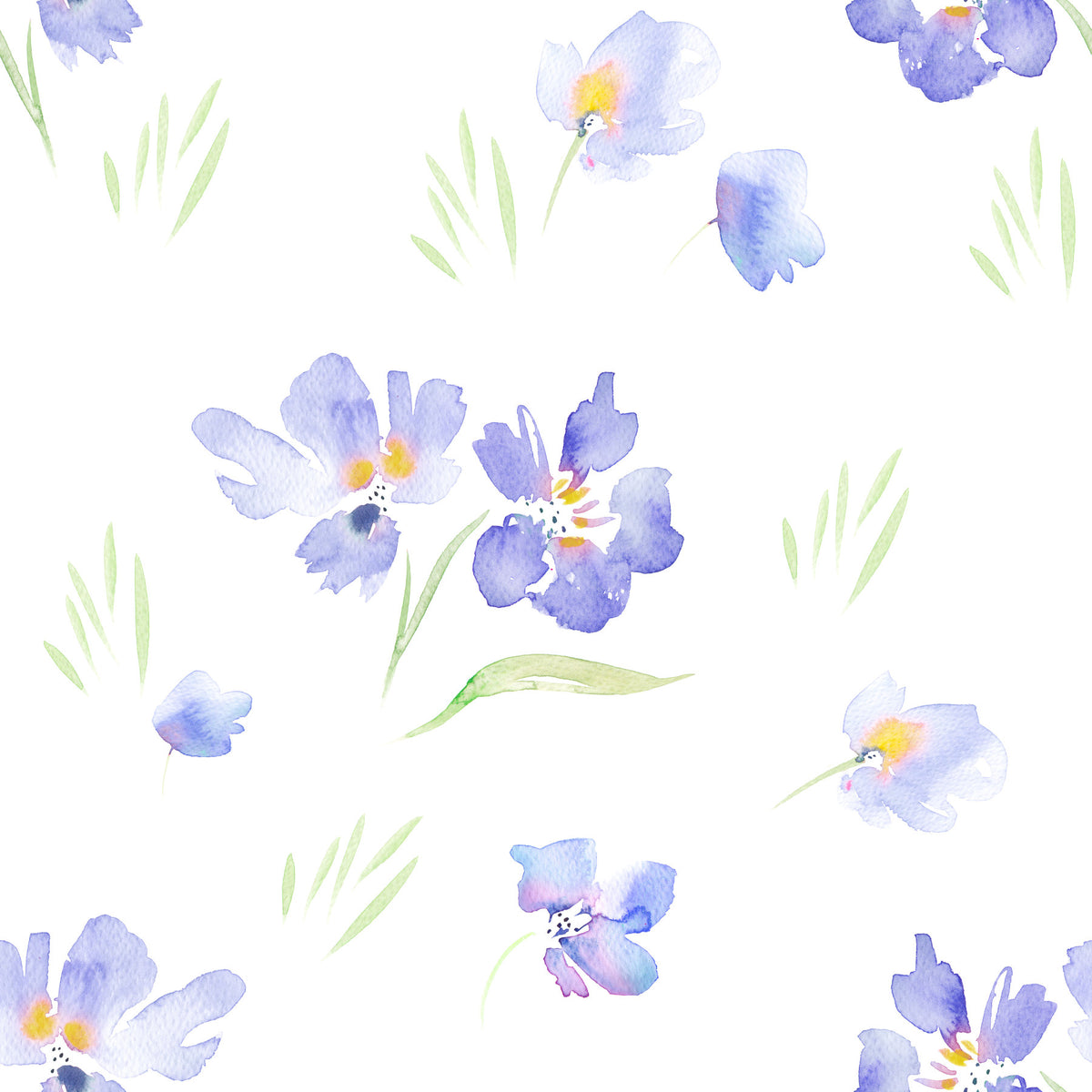 Watercolor Meadow Violet Blossoms Wallpaper⁠ in your room — zoomed