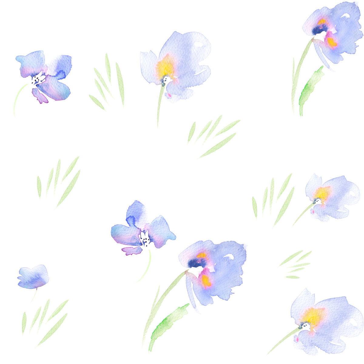 Soft Watercolor Blue Petals Wallpaper⁠ in your room