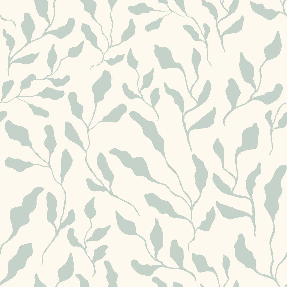 Cream and Sage Leaf Repeat Wallpaper⁠
