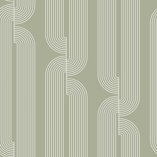 Sage Green Linear Flow Wallpaper⁠
