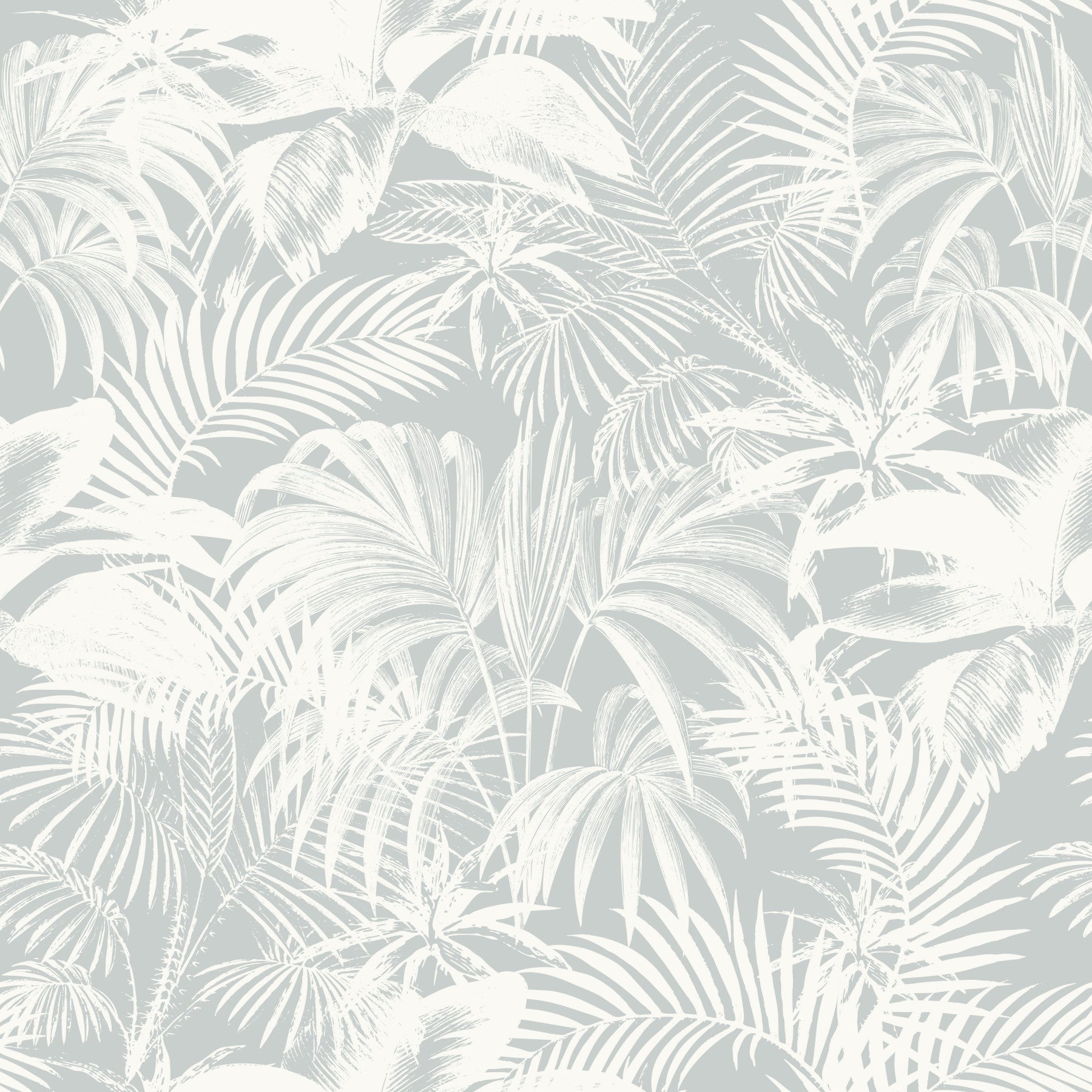 Monochromatic Tropical Palm Foliage Wallpaper⁠