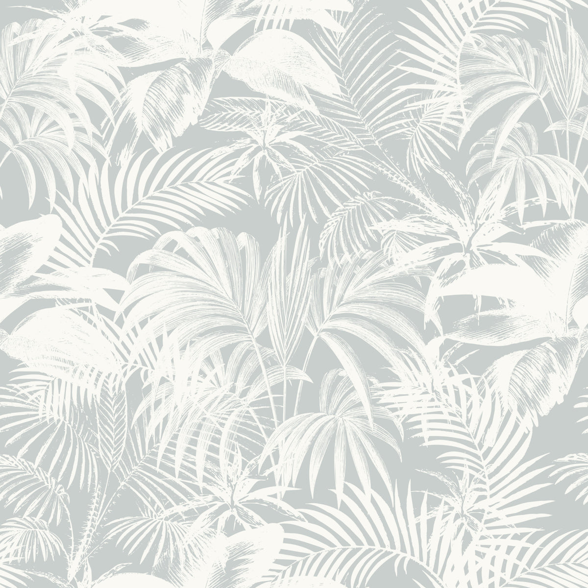Monochromatic Tropical Palm Foliage Wallpaper⁠ in your room — zoomed