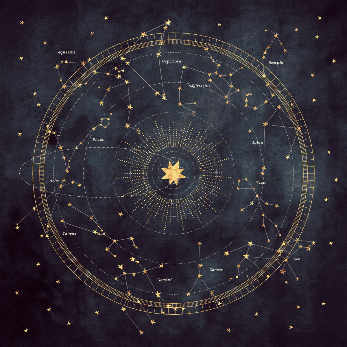 Indigo Astro Wheel Wall Mural in your room