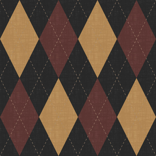 Winter Heritage - Argyle Harlequin Geometric Timeless - Dark Moody Mix Wallpaper⁠
