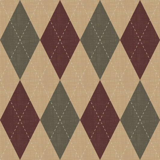 Winter Heritage - Argyle Harlequin Geometric Timeless - Rich Warm Tones Wallpaper⁠