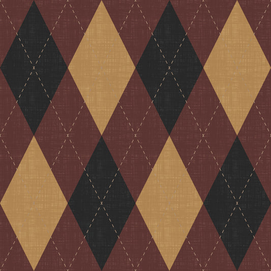 Winter Heritage - Argyle Harlequin Classic Diamond - Dark Moody Mix Wallpaper⁠