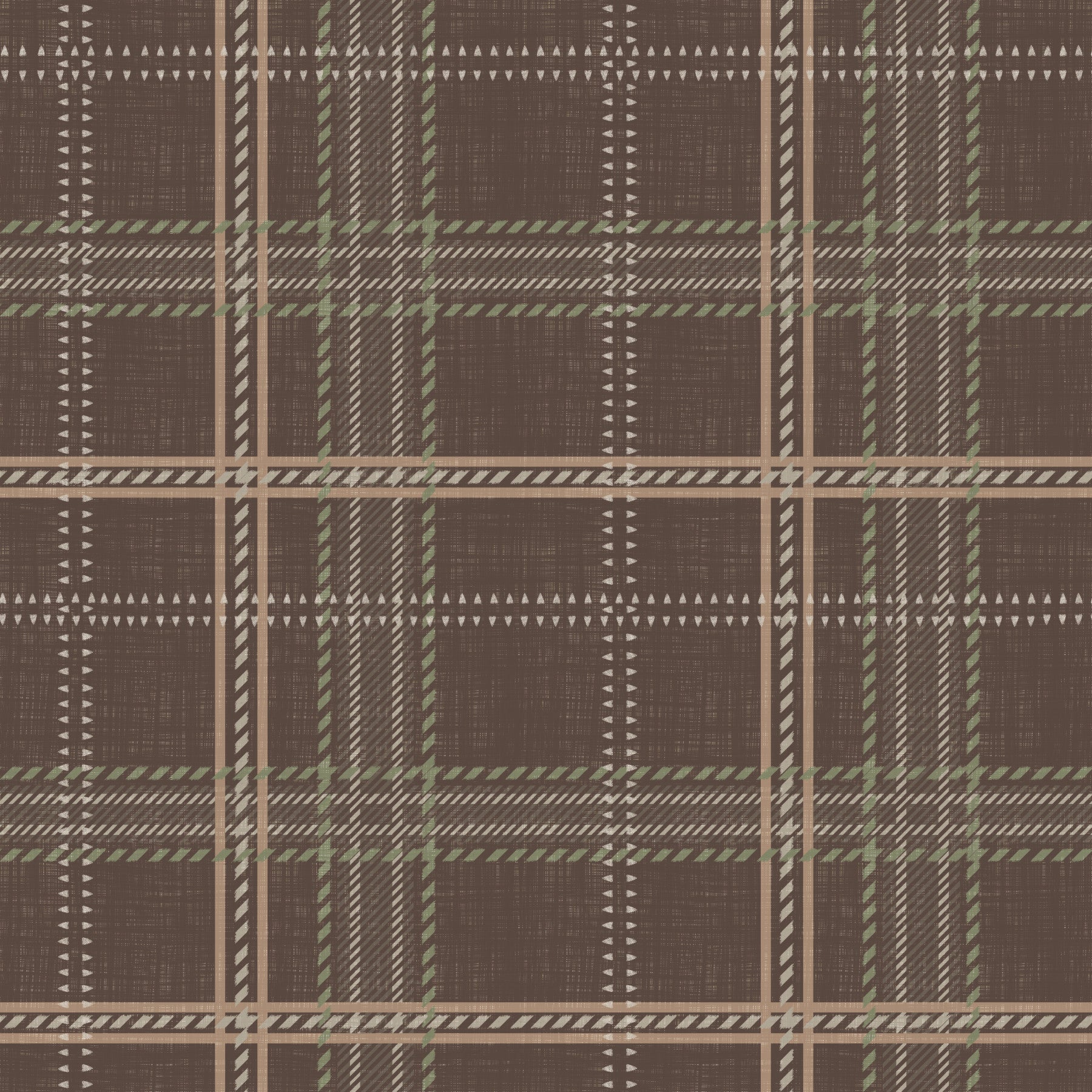 Winter Heritage - Windowpane Tartan Plaid Check - Soft Taupe Blend Wallpaper⁠