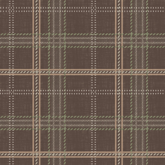 Winter Heritage - Windowpane Tartan Plaid Check - Soft Taupe Blend Wallpaper⁠