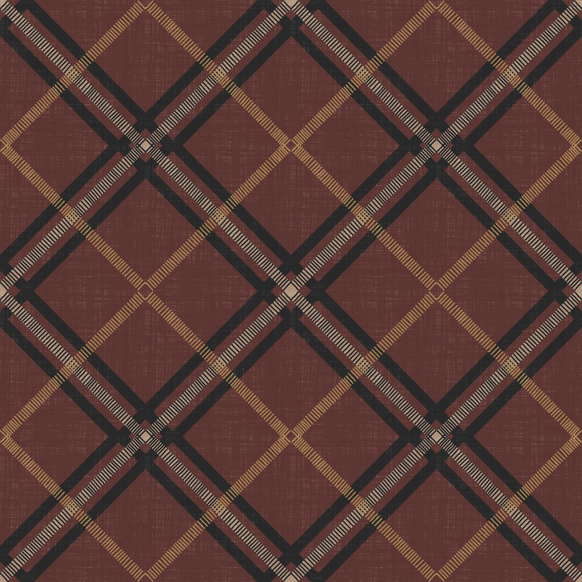 Winter Heritage - Tartan Trellis Plaid Grid - Dark Moody Mix Wallpaper⁠ in your room