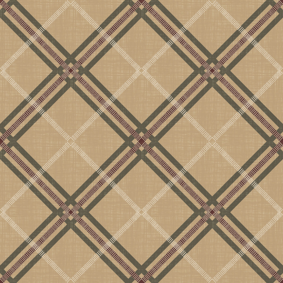 Winter Heritage - Tartan Trellis Plaid Grid - Rich Warm Tones Wallpaper⁠ in your room