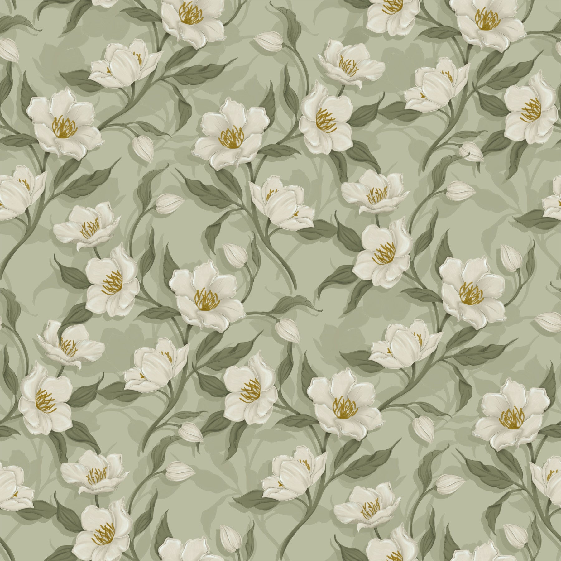 Cottage Chique - sage Wallpaper⁠