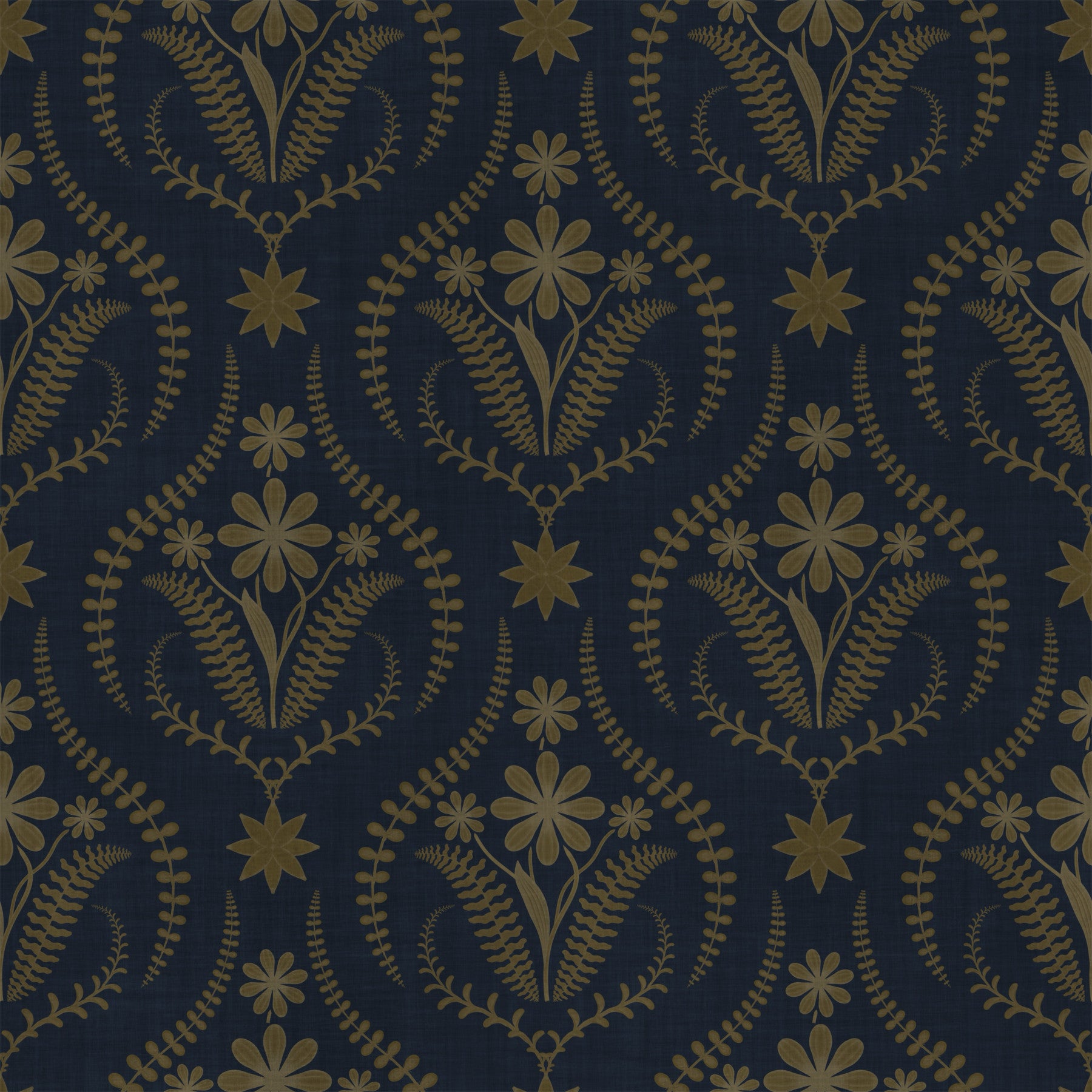 Midnight Floral Damask Pattern Wallpaper⁠