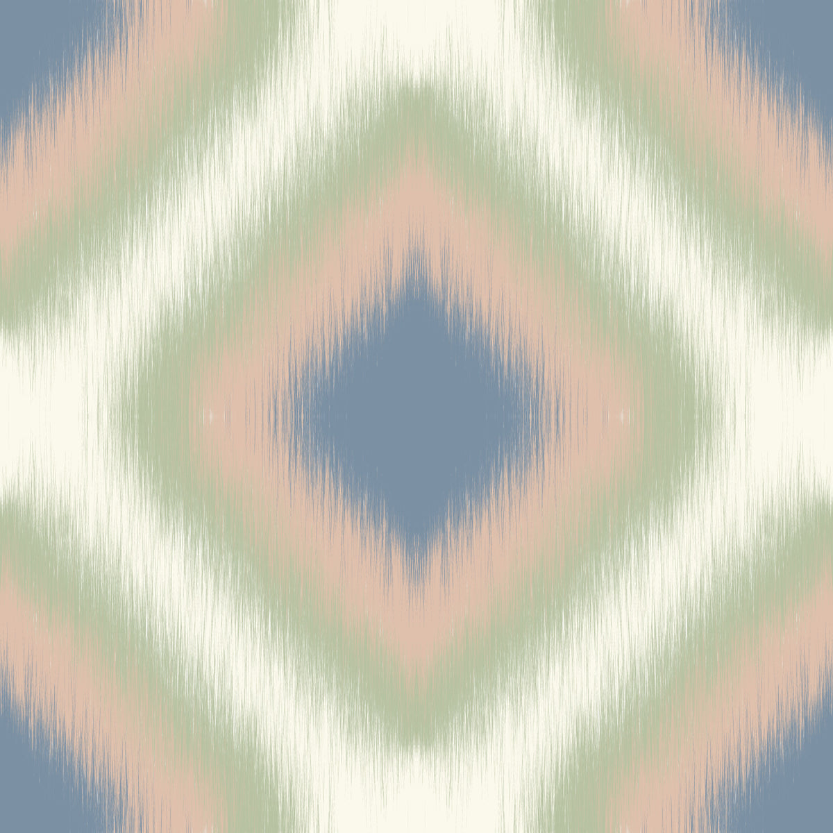 Heritage Ikat - Denim Blue and Blush Pink Grandmillennial Diamonds Wallpaper⁠ in your room