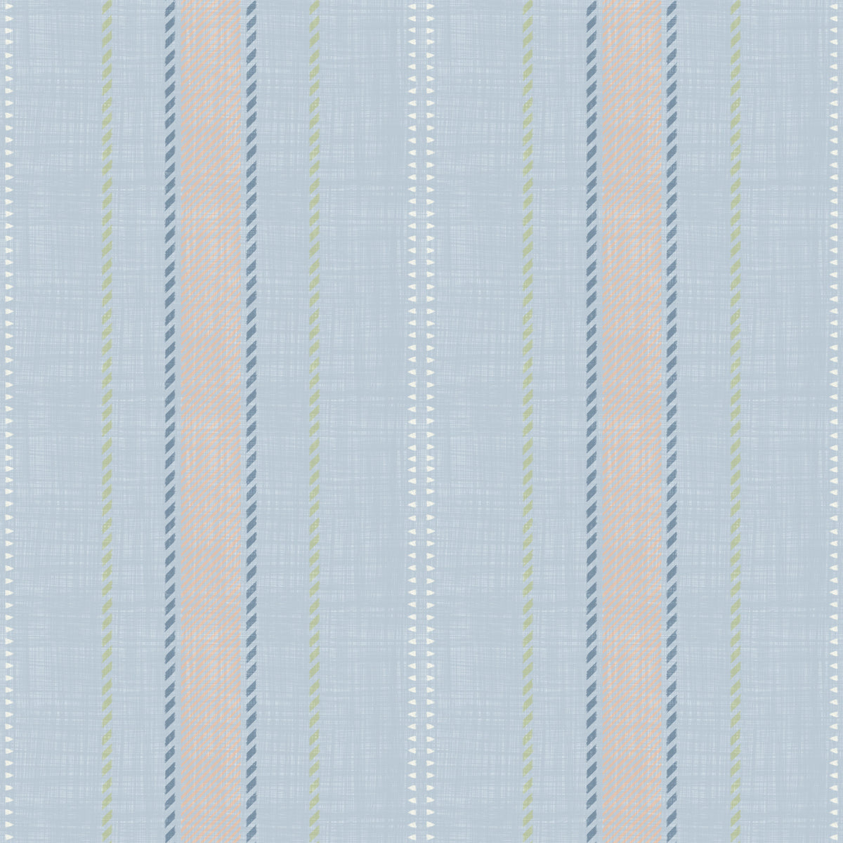 Heritager Ticking Stripes - Vintage French Blue & Blush Pink Linen Texture Wallpaper⁠
