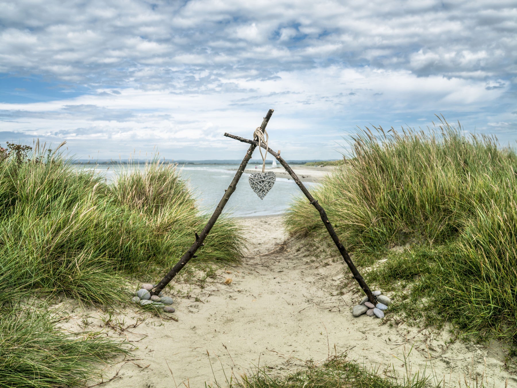 Serene Dune Path with Romantic Heart Wall Mural