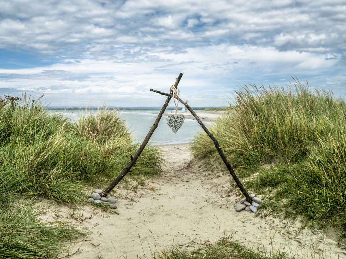 Serene Dune Path with Romantic Heart Wall Mural in your room