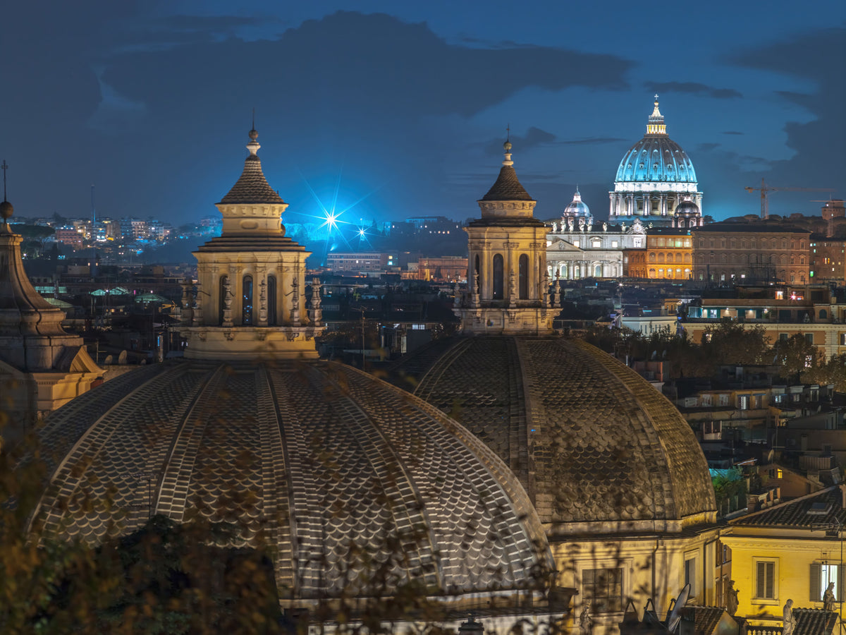 Roman Rooftops at Dusk Wall Mural in your room — zoomed