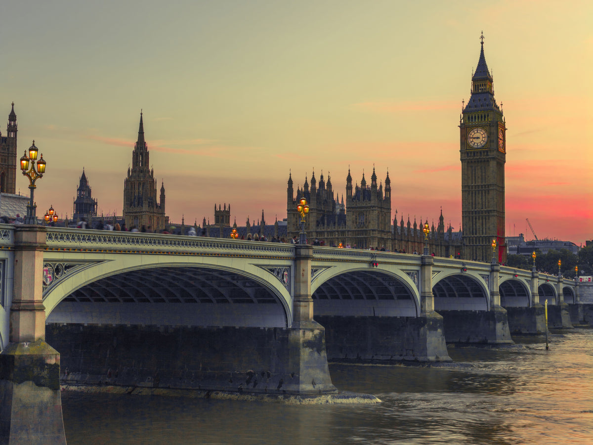 Westminster Bridge Sunset Silhouette Wall Mural in your room