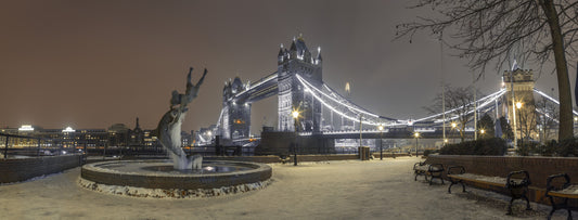 Icy Thames Riverside Evening Wall Mural