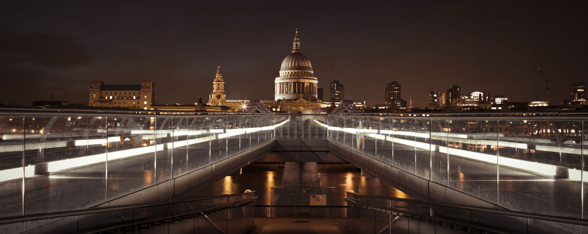 Midnight St Pauls Cathedral and Bridge View Wall Mural in your room — zoomed