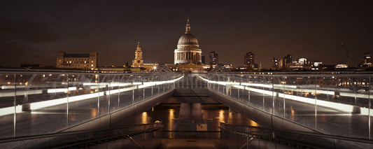 Midnight St Pauls Cathedral and Bridge View Wall Mural