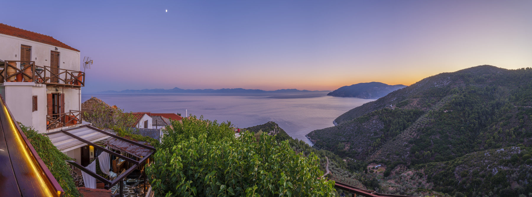 Mediterranean Twilight Village Vista Wall Mural