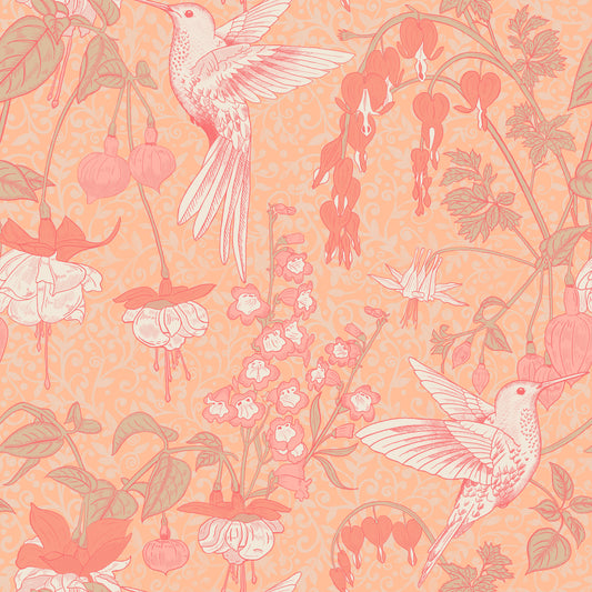 Hummingbird and Fuchsia Garden Wallpaper⁠