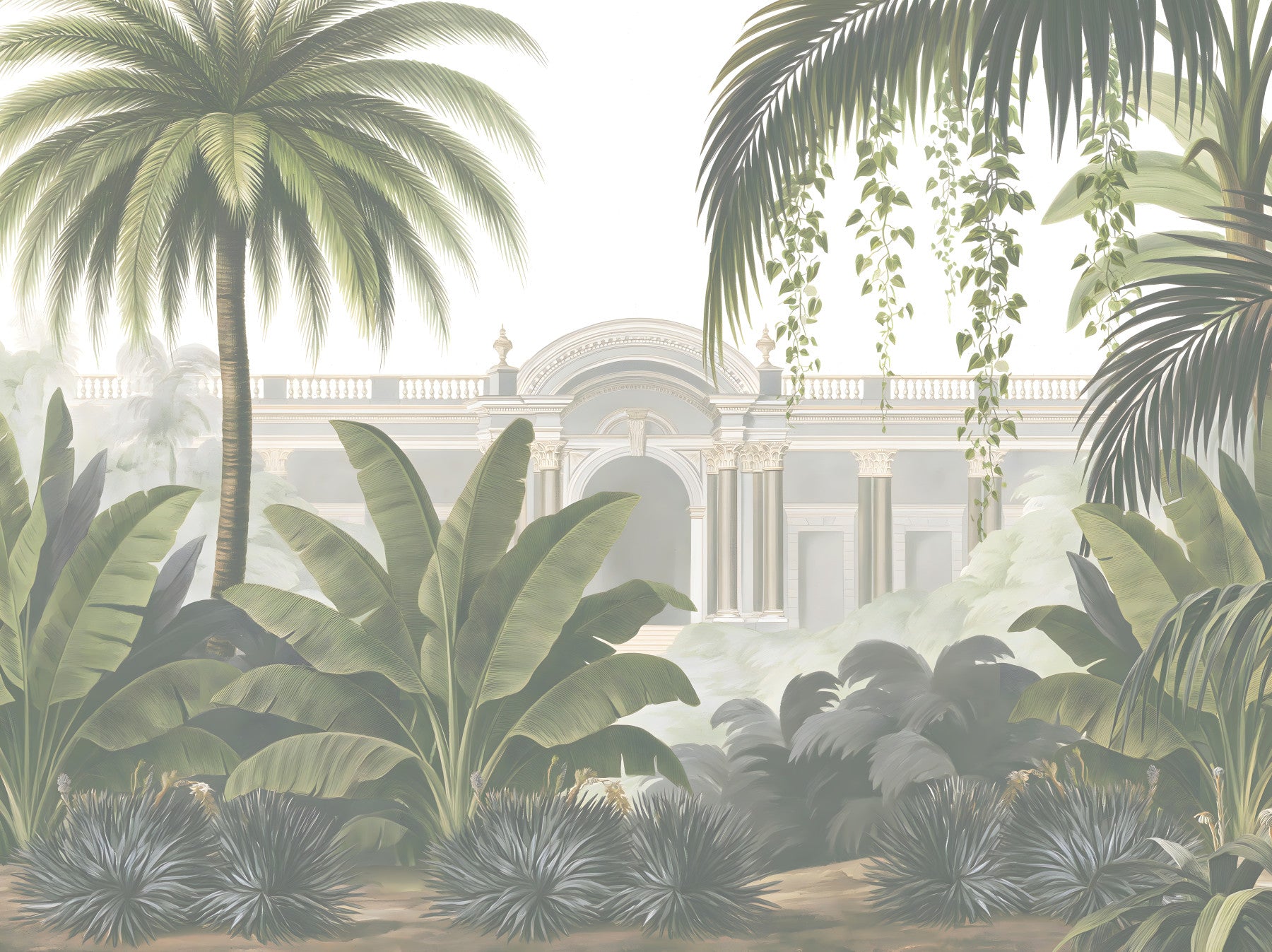 Neoclassical Tropical Garden Retreat Wall Mural