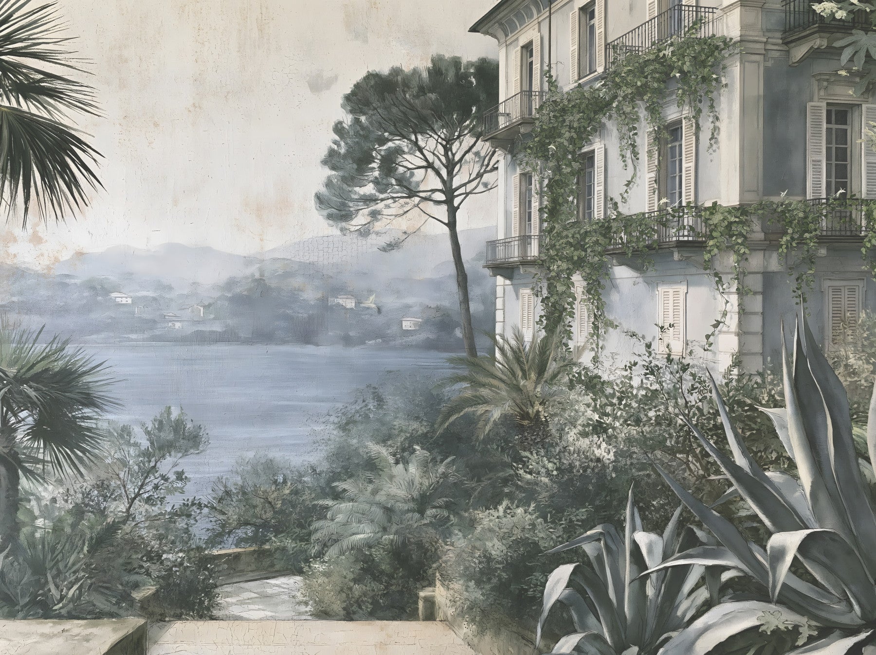 Italian Lakeside Villa Retreat Wall Mural