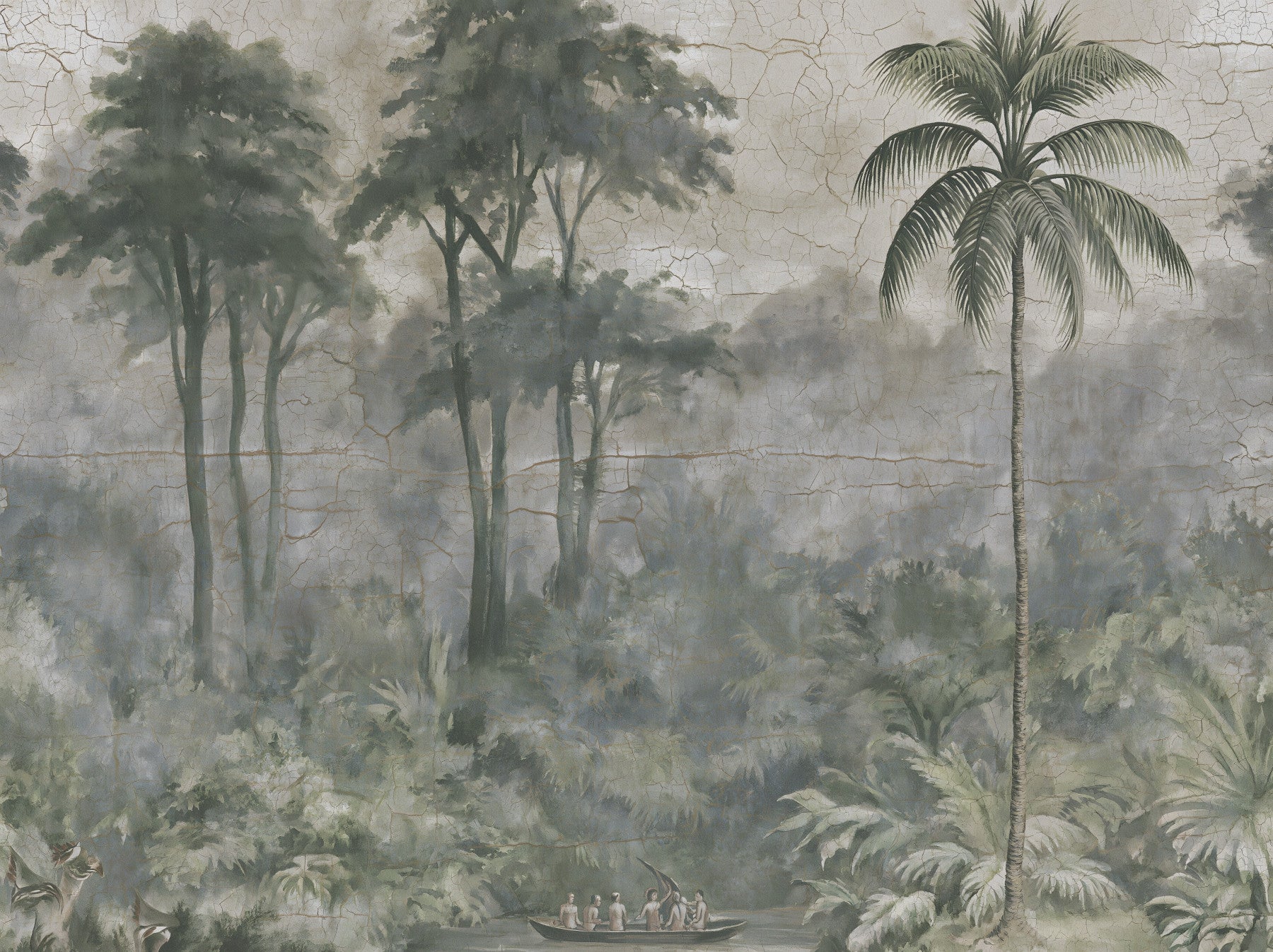 Misty River Botanical Landscape Wall Mural