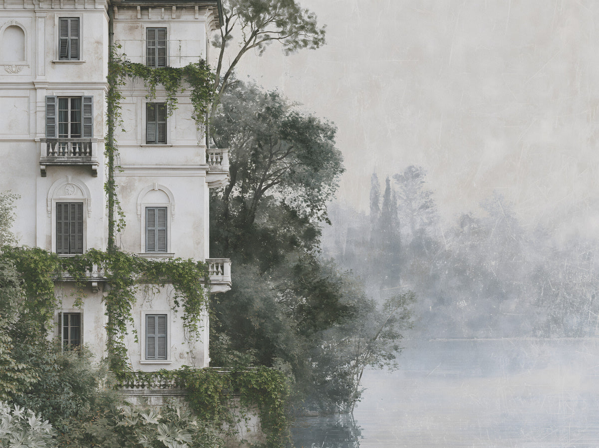 Misty Botanical Architectural Haven Wall Mural