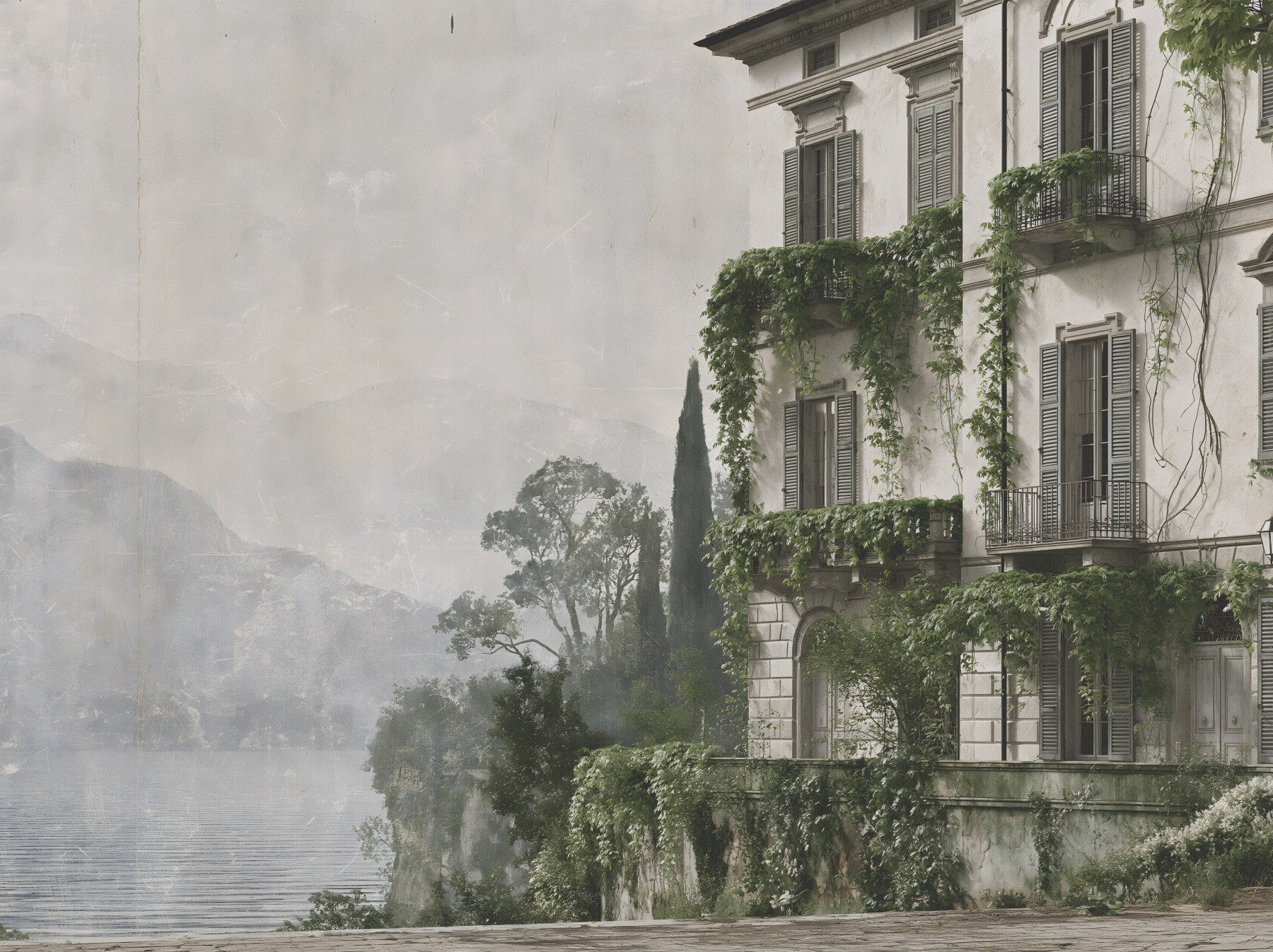 Vintage Mediterranean Estate View Wall Mural
