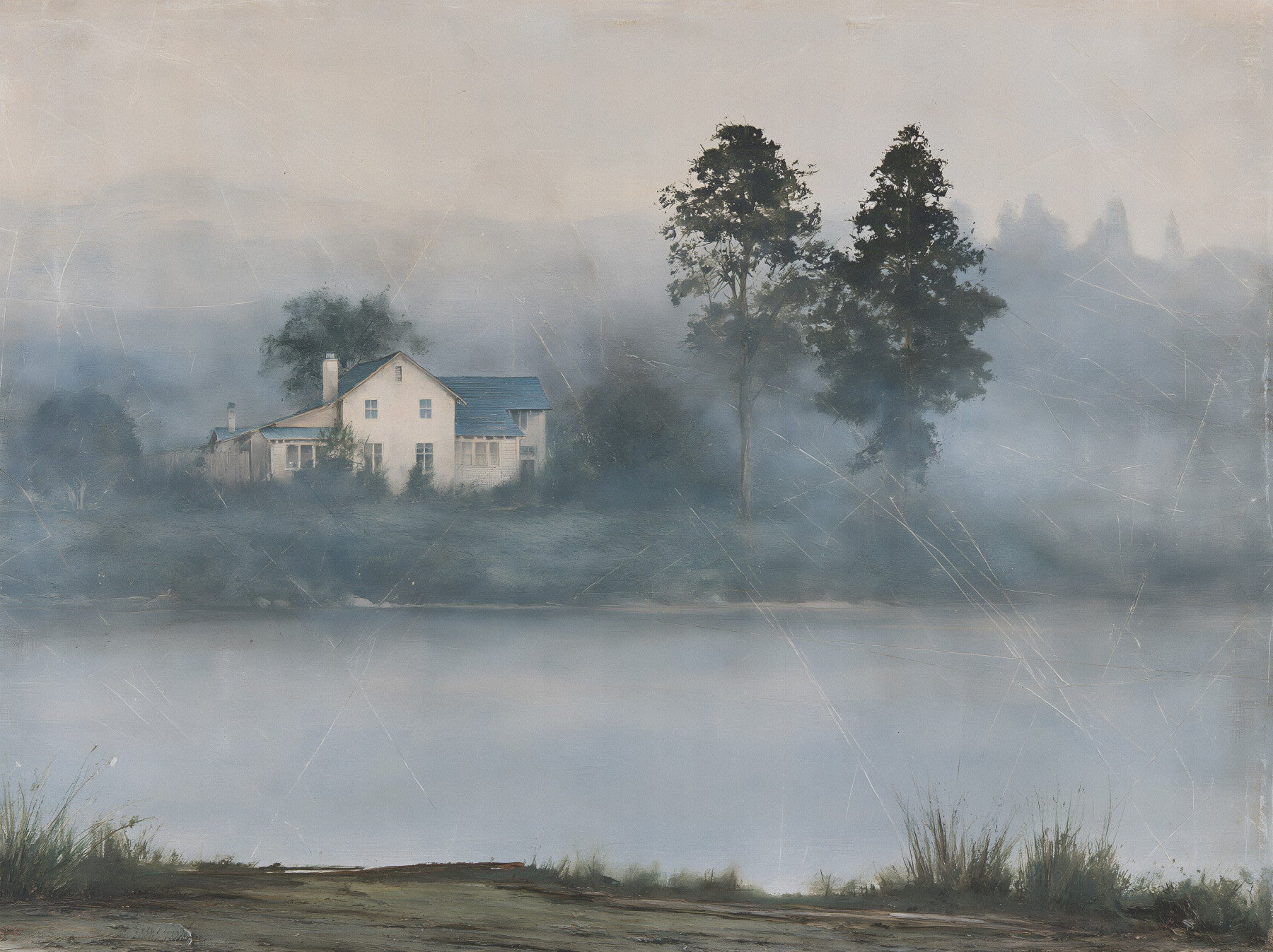 Foggy Morning Shoreline Retreat Wall Mural