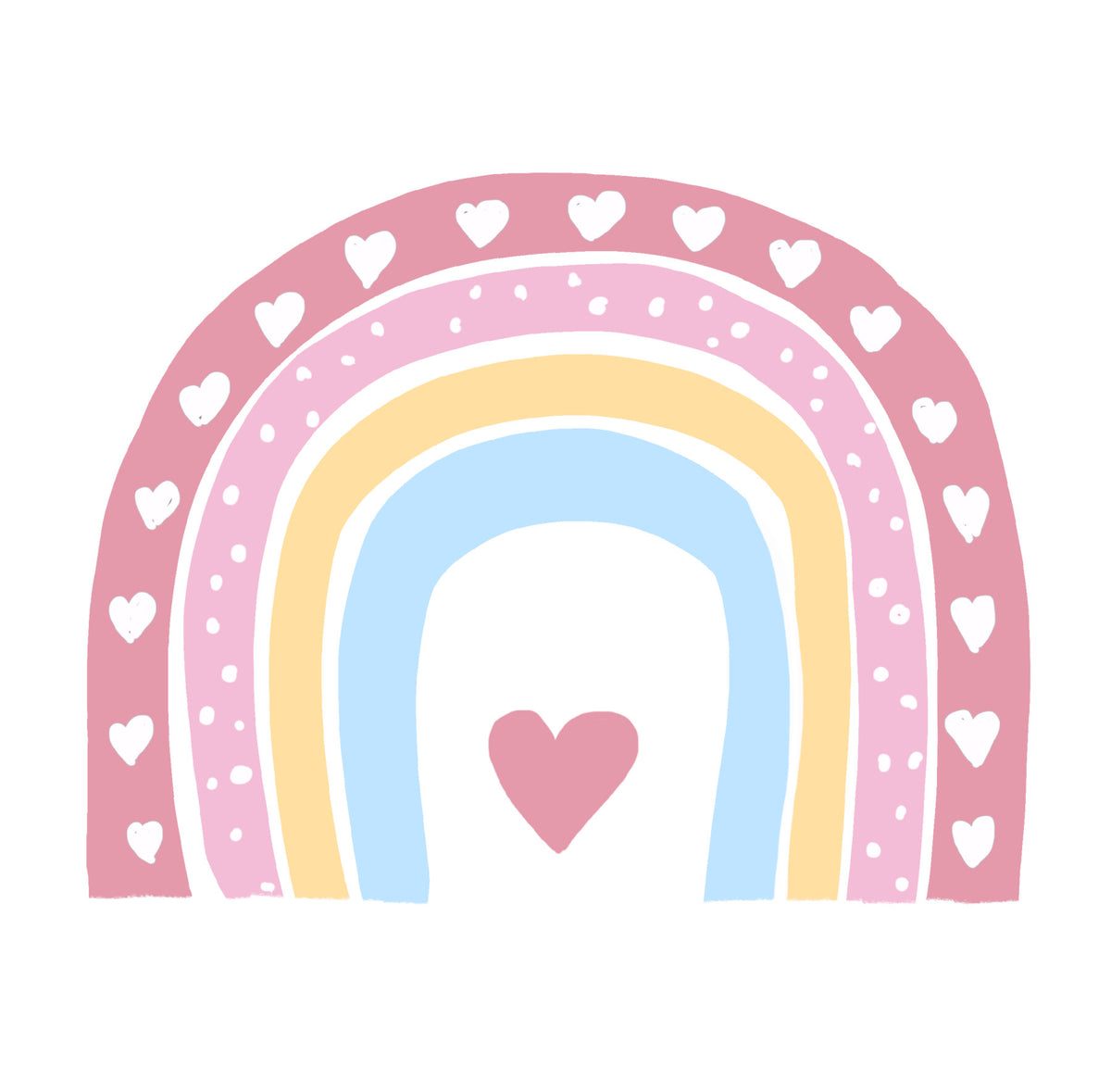 Soft Pastel Rainbow Heart Arch Wall Mural in your room — zoomed
