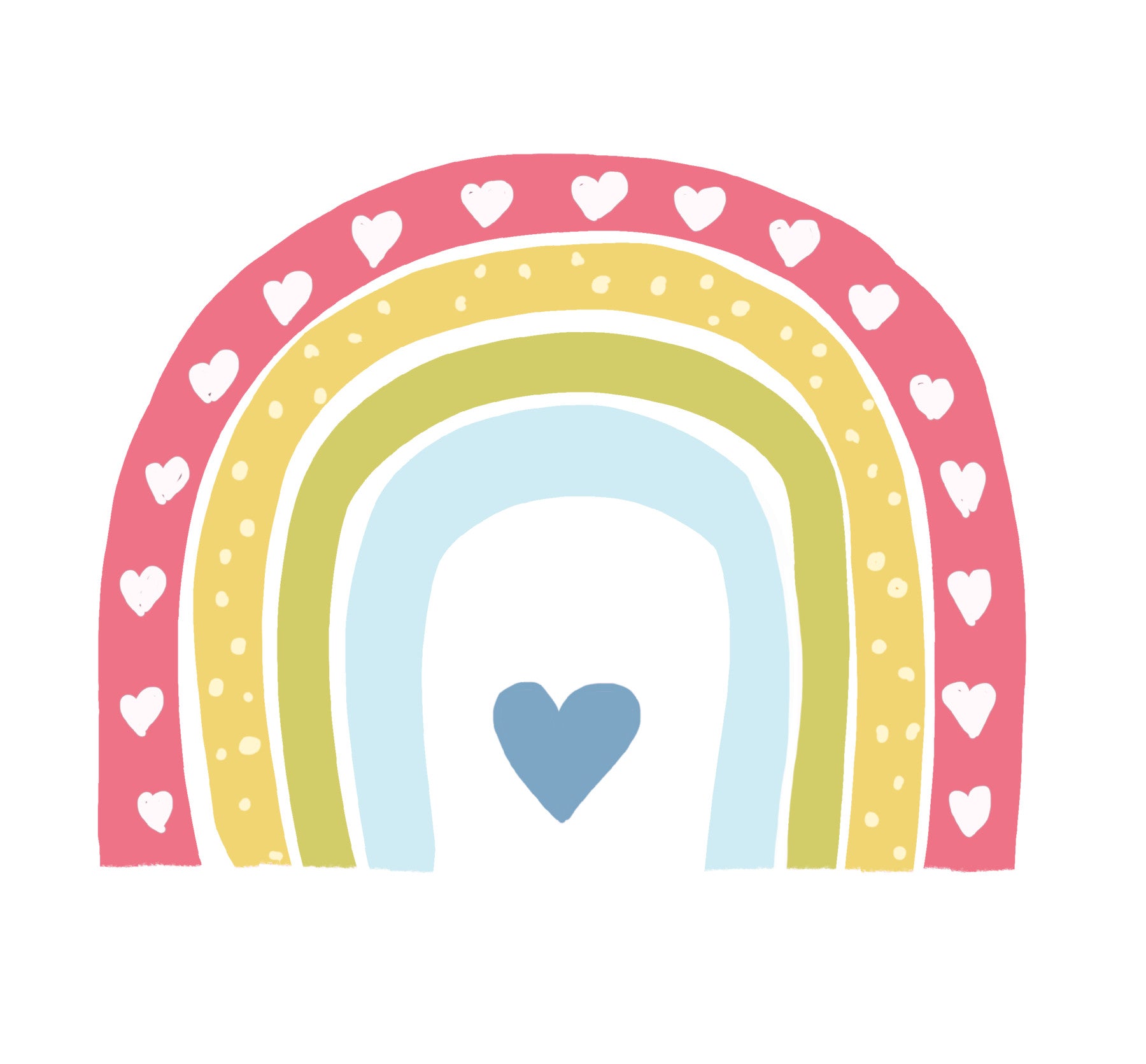Boho Hearts Rainbow Motif Wall Mural
