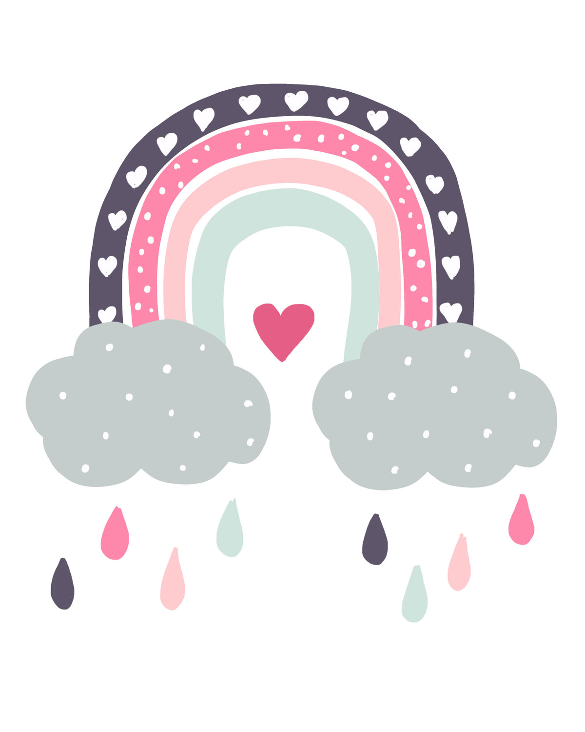 Heart-Filled Rainbow Nursery Whimsy Wall Mural in your room